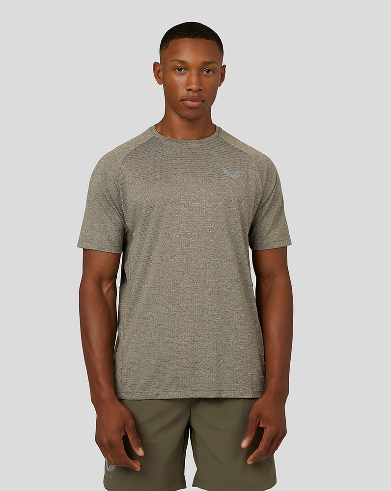Men’s Flow Short Sleeve Panel T-Shirt - Olive/Khaki – Castore
