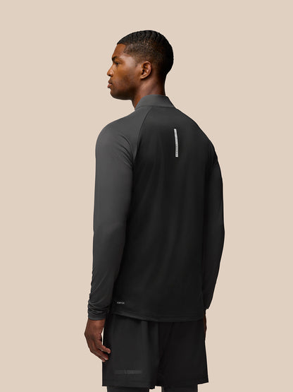 Men’s Flow Long Sleeve Breathable Quarter Zip Top - Gunmetal Black