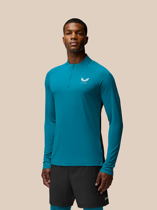 Men’s Flow Long Sleeve Breathable Quarter Zip Top - Dark Aqua