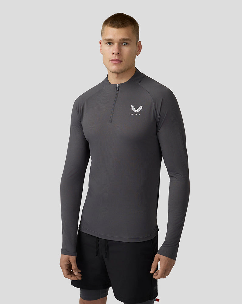 Men’s Flow Long Sleeve Breathable Quarter Zip Top - Gunmetal Black