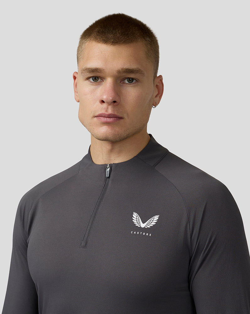 Men’s Flow Long Sleeve Breathable Quarter Zip Top - Gunmetal Black