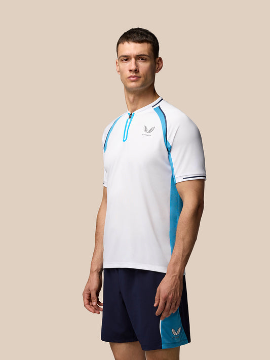 Mens Tennis Aeromesh Polo Top - White