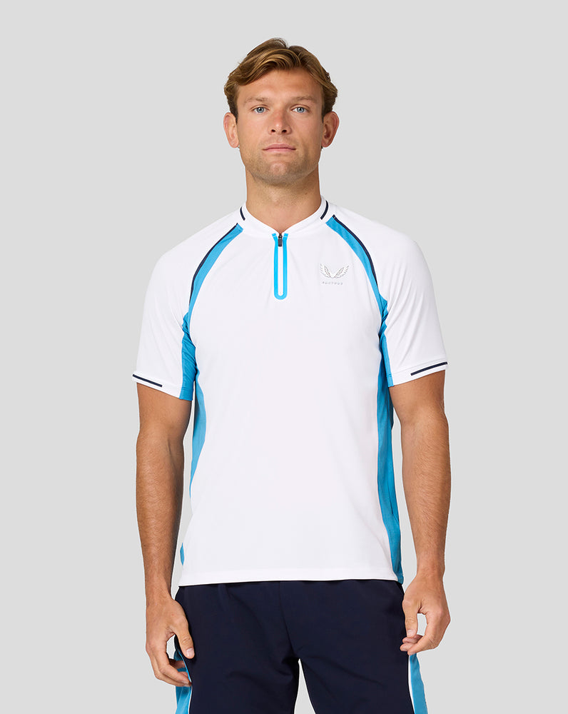 Mens Tennis Aeromesh Polo Top - White