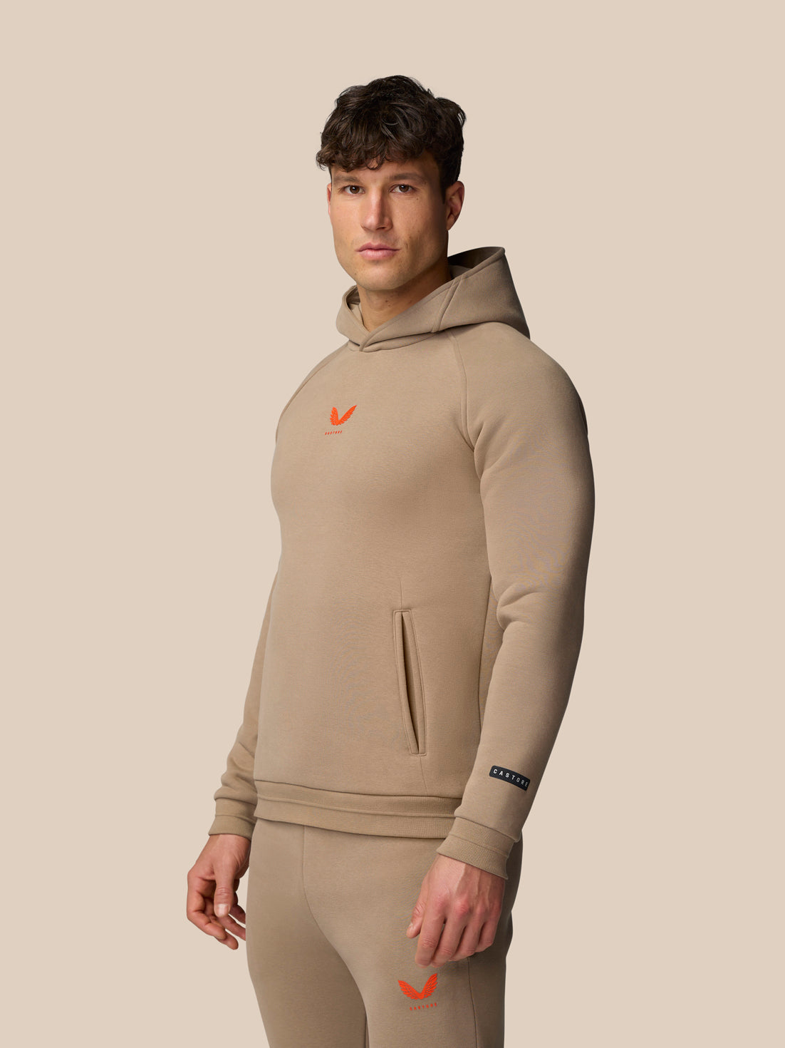 Adapt Fleece Hoodie - Clay - Clay/Deep Orange
