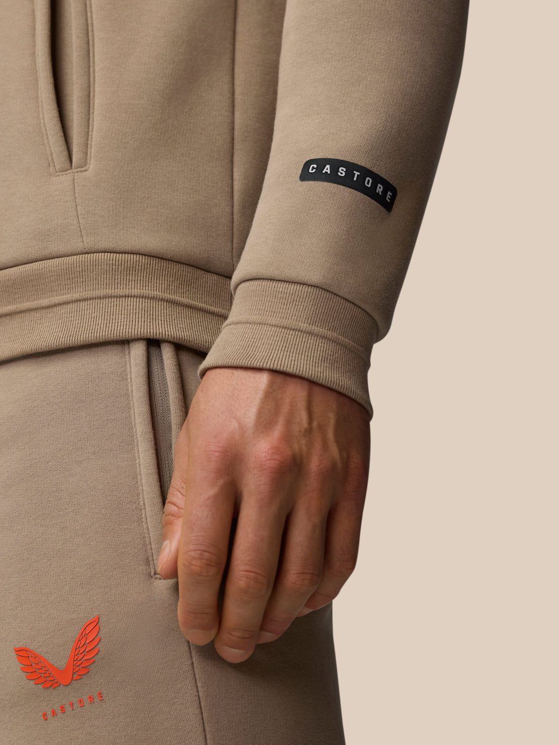 Adapt Fleece Hoodie - Clay - Clay/Deep Orange
