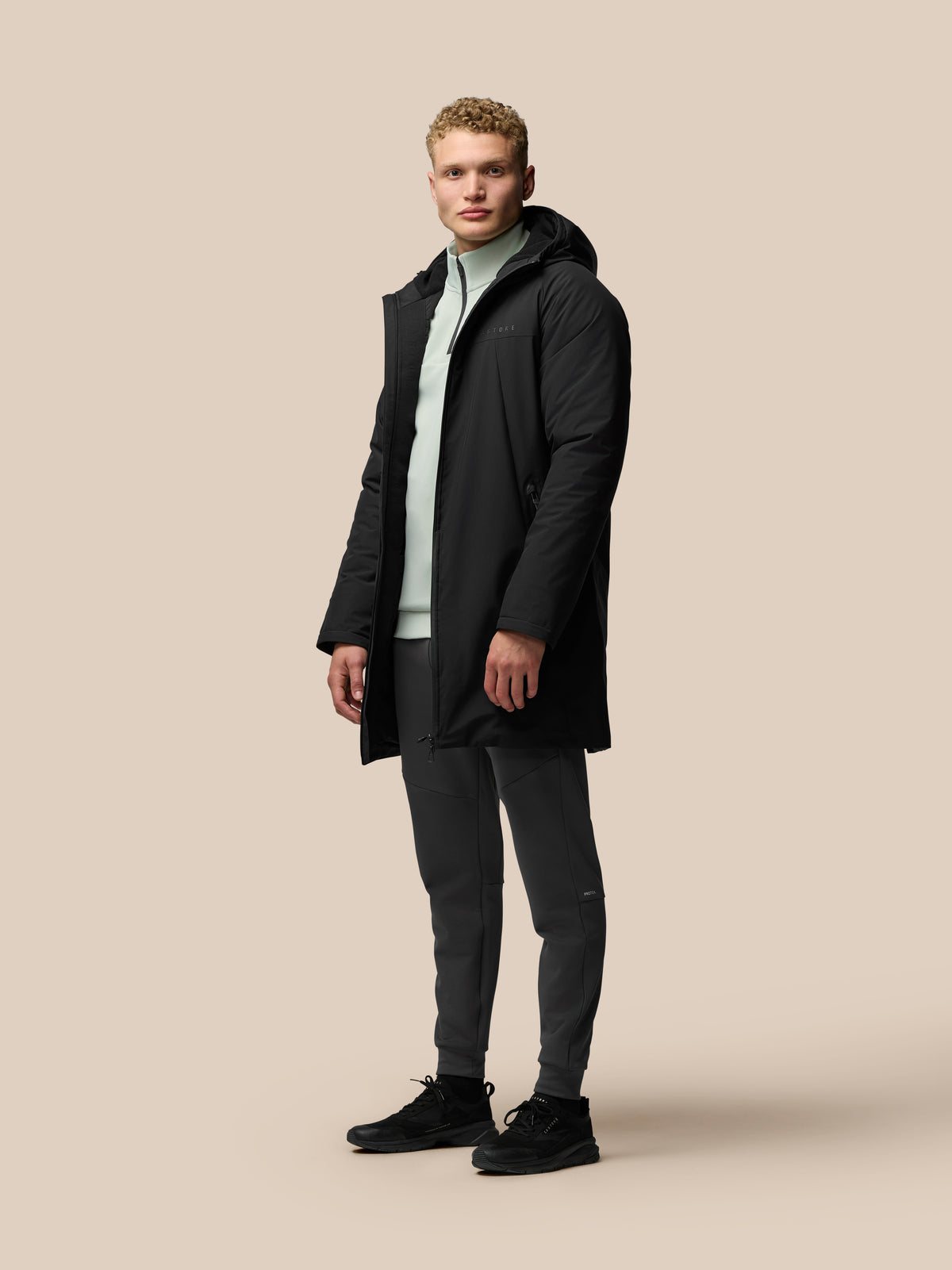 Longline Wadded Jacket - Black - Black