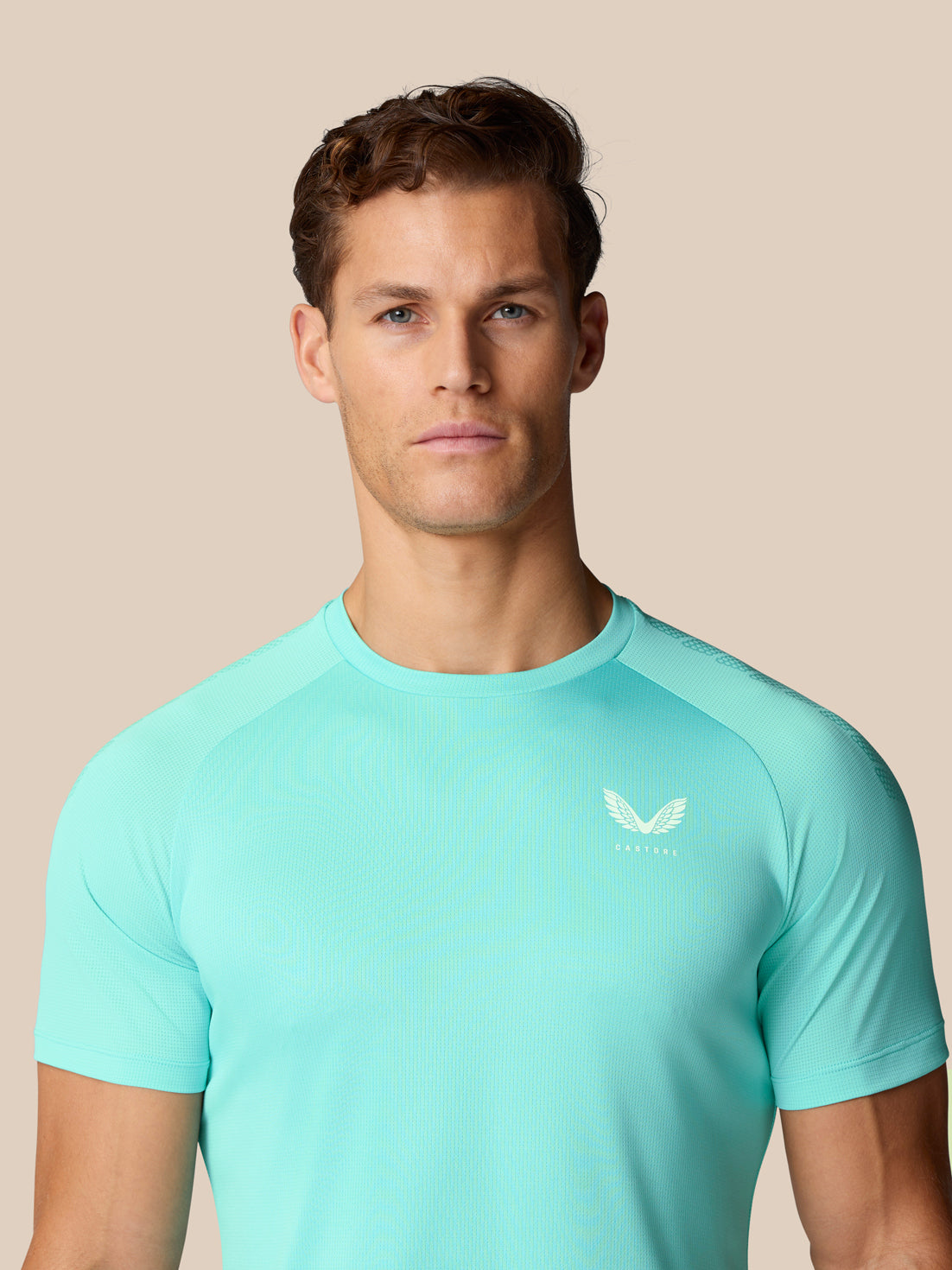 Flow Training Muscle Grip T-Shirt - Light Aqua - Light Aqua/White