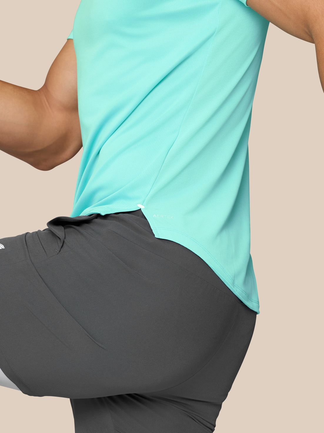 Flow Training Muscle Grip T-Shirt - Light Aqua - Light Aqua/White