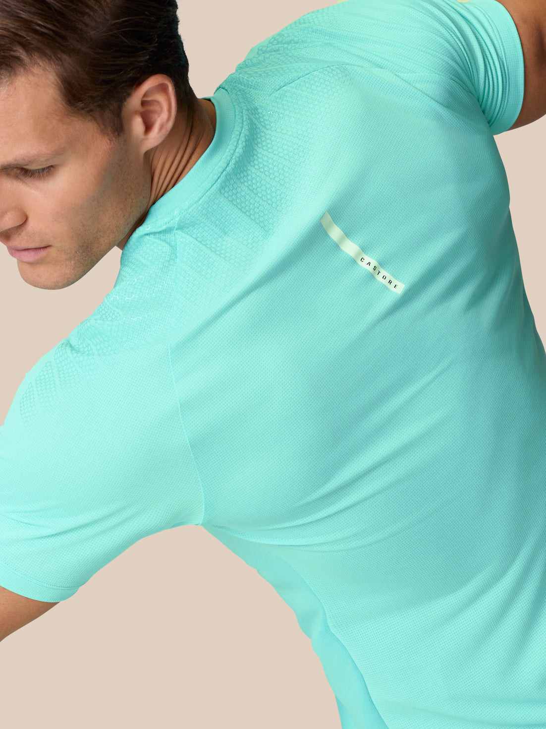 Flow Training Muscle Grip T-Shirt - Light Aqua - Light Aqua/White