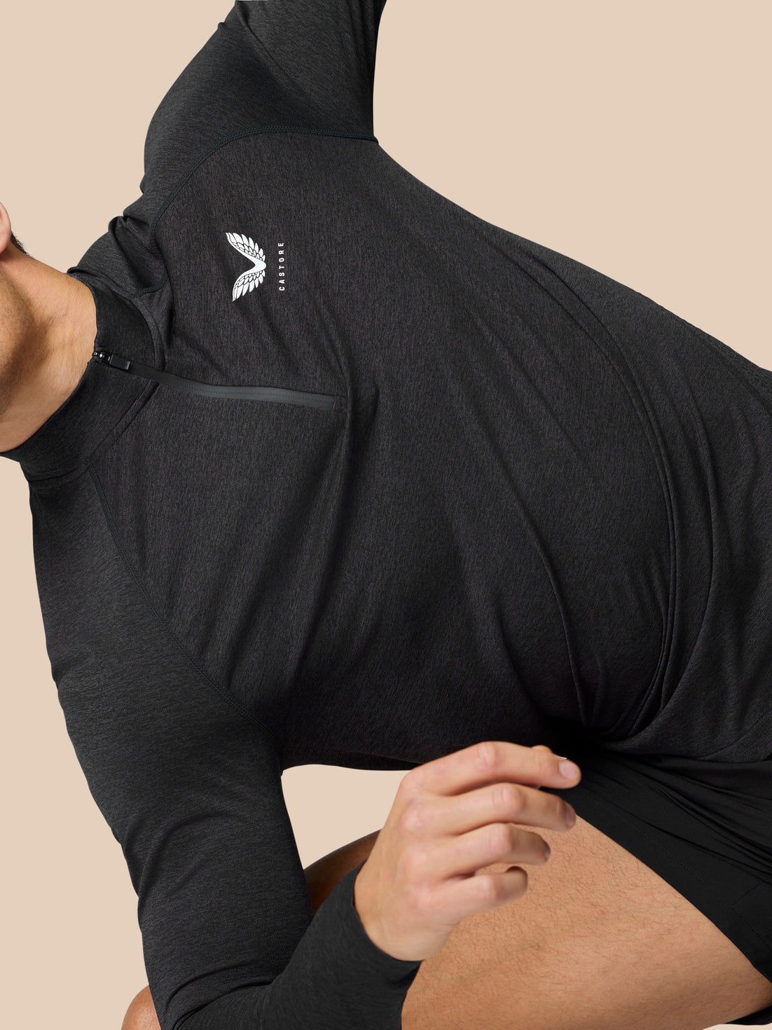Flow Training Quarter Zip Top - Black - Black/White