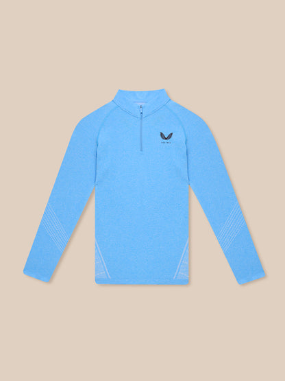 Flow Seamless Quarter Zip Long Sleeve Top - Cool Blue/Black