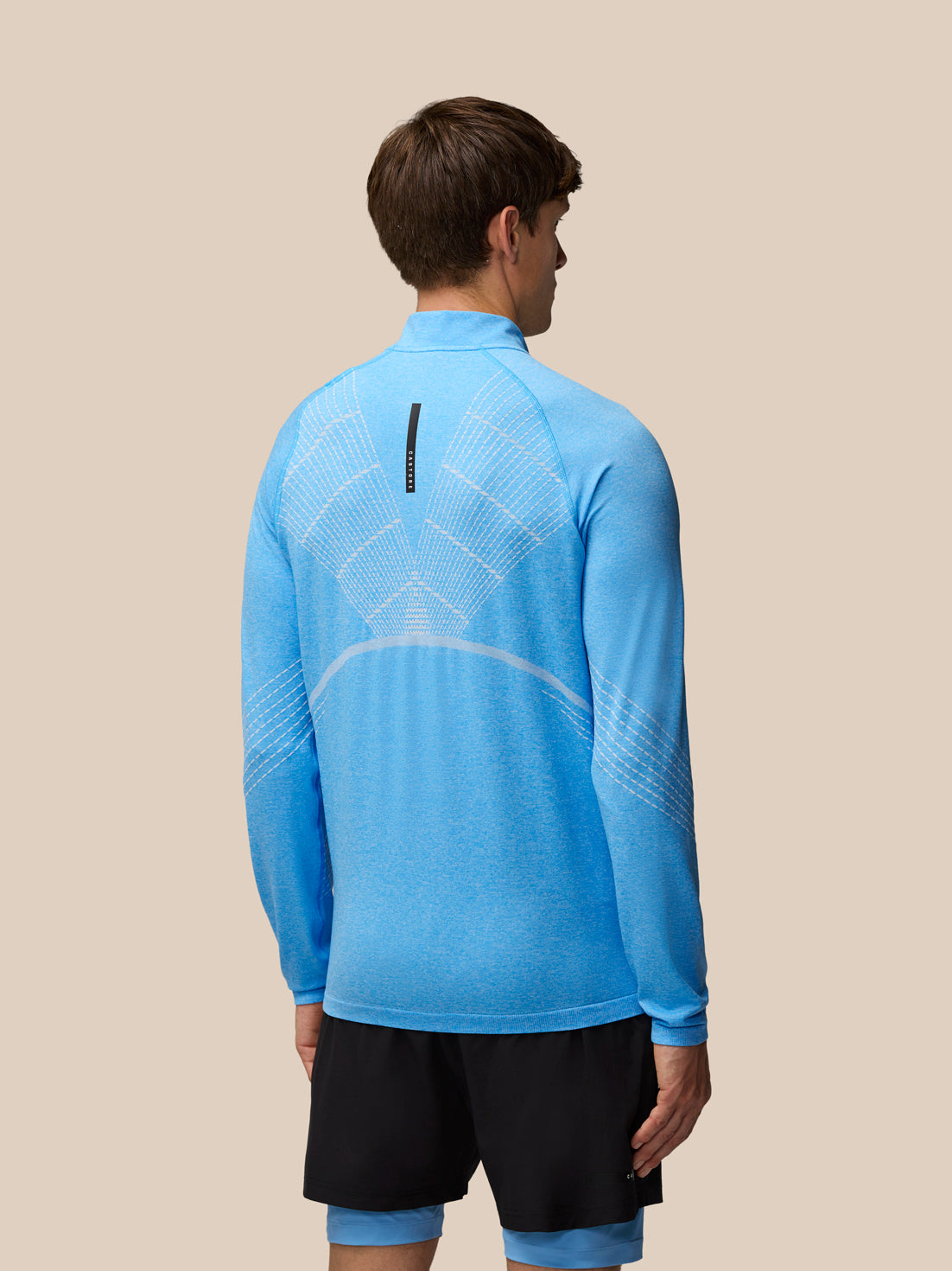 Flow Seamless Quarter Zip Long Sleeve Top - Cool Blue/Black - Cool Blue/Black