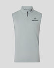 Front view of grey Majesticks Classic Half Zip Gilet with high neck and sleeveless silhouette; Majesticks logo on the chest and Castore graphic at the neckline.