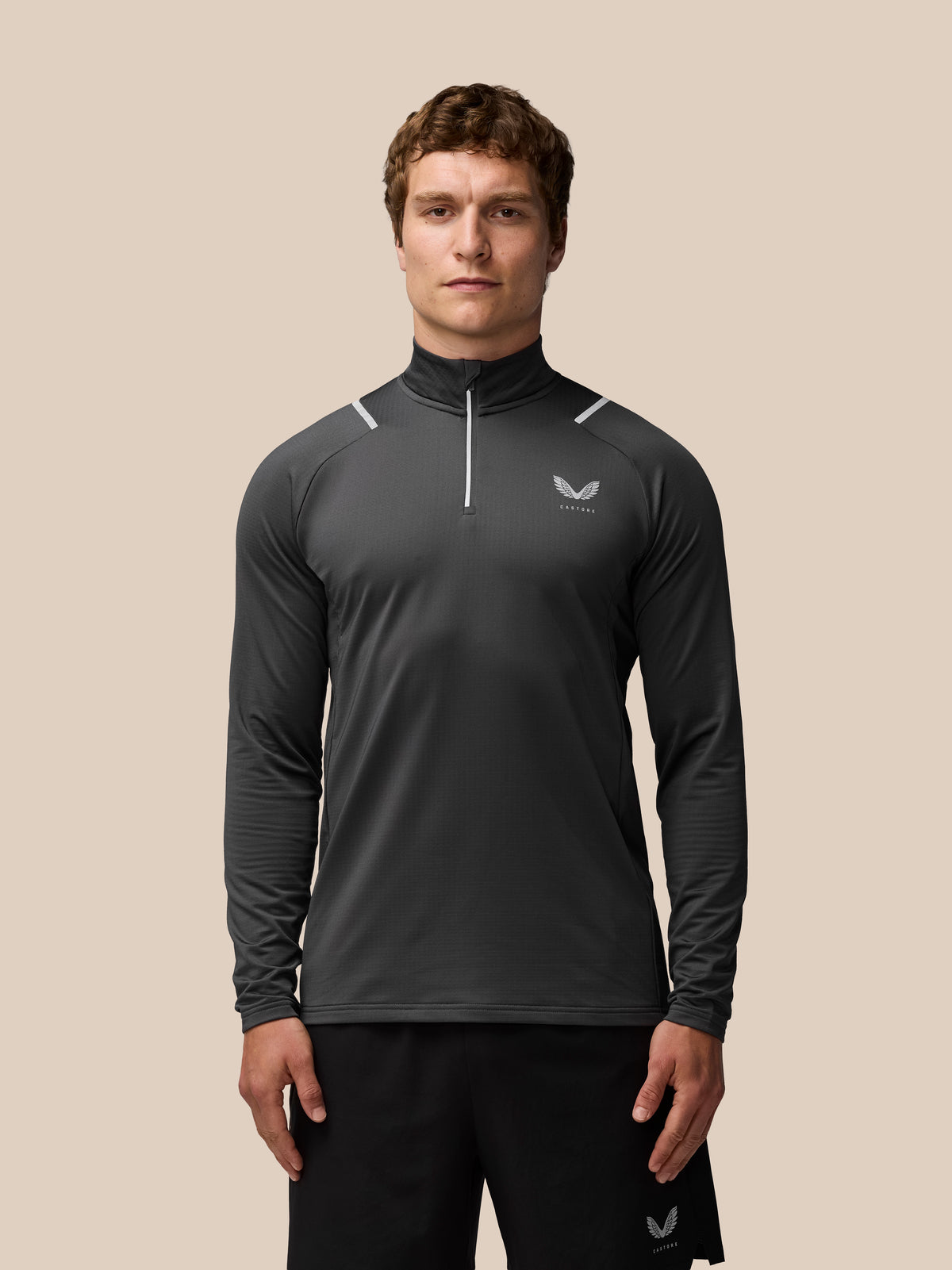 Apex Training Winterised 1/4 Zip Top - Charcoal - Gunmetal/Silver Reflective