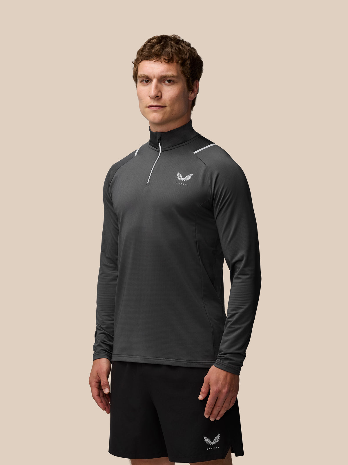 Apex Training Winterised 1/4 Zip Top - Charcoal - Gunmetal/Silver Reflective