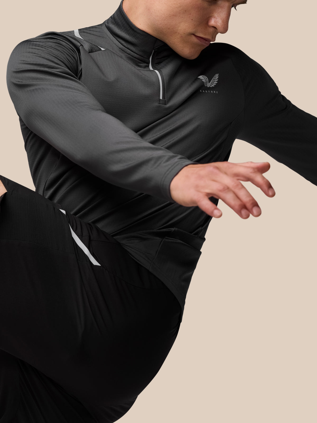 Apex Training Winterised 1/4 Zip Top - Charcoal - Gunmetal/Silver Reflective