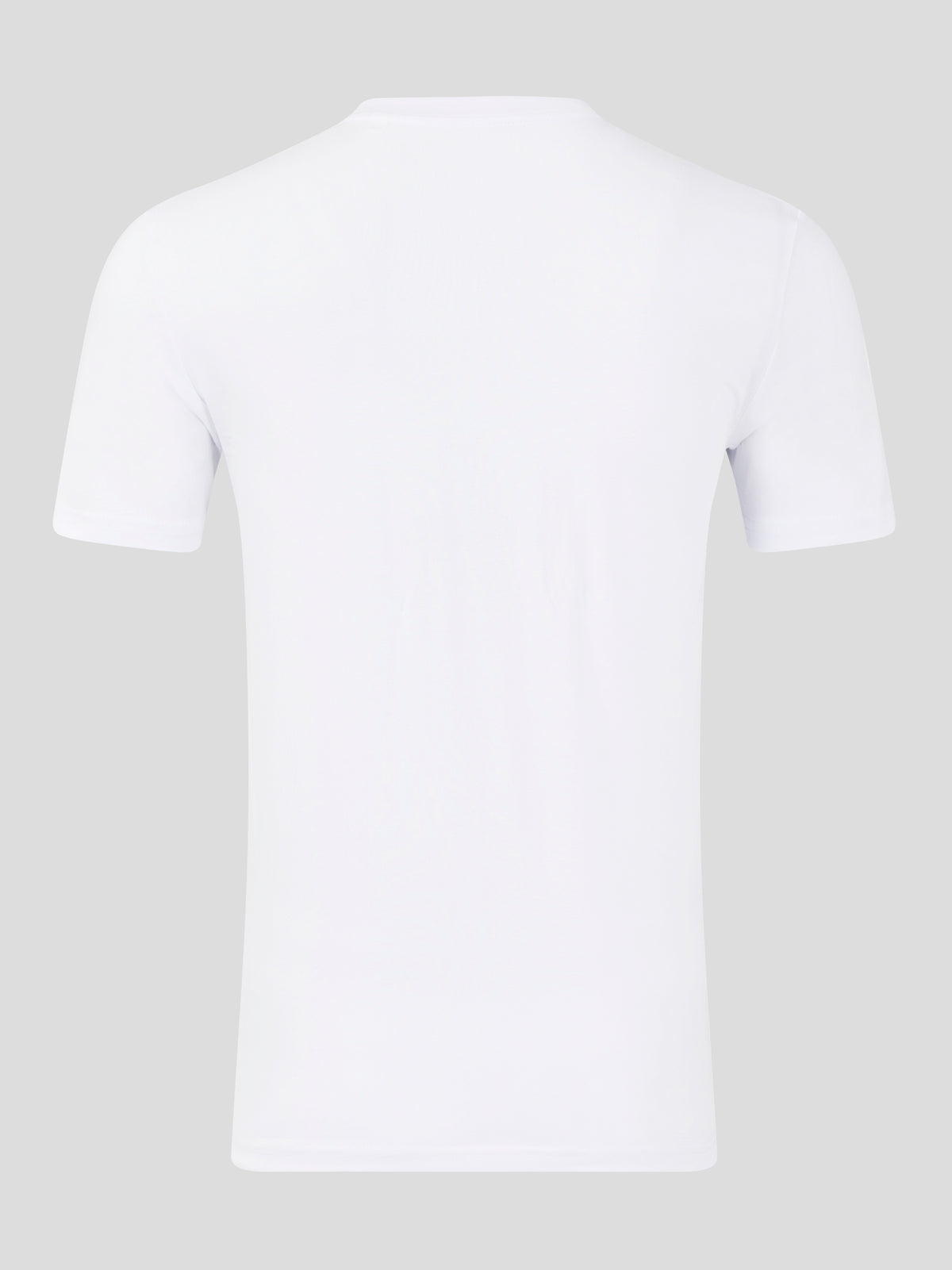 Back view of white Majesticks Graphic T-Shirt highlighting the crew neck and shoulder area.