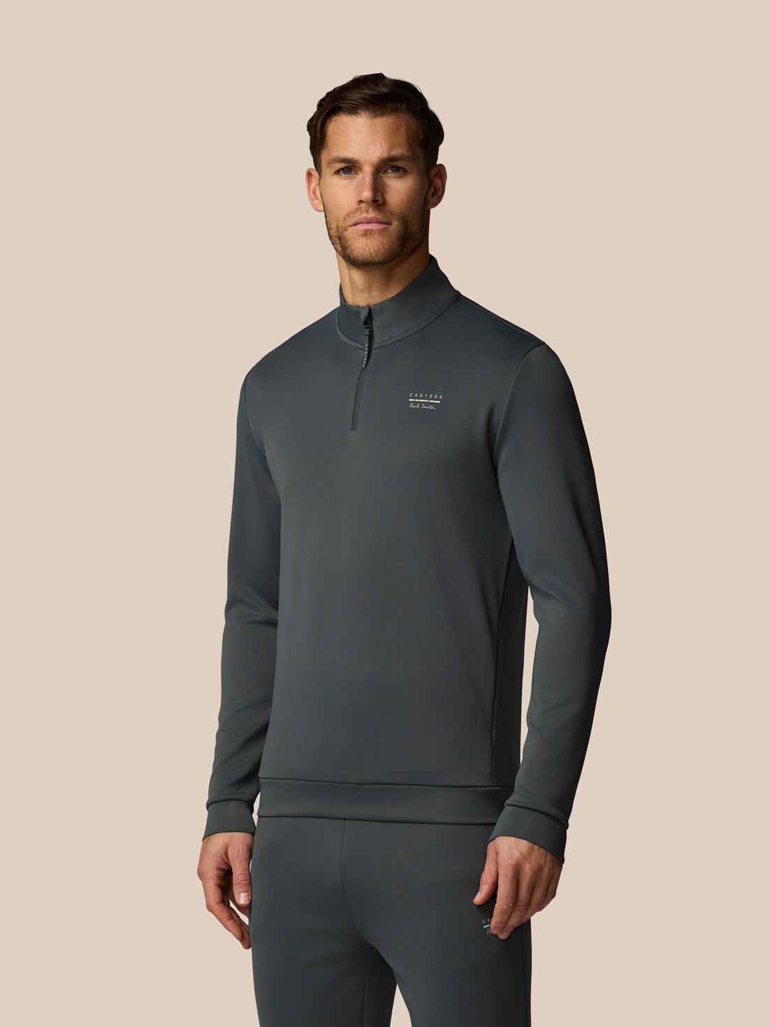 Men’s x Paul Smith Technical Quarter Zip Top - Charcoal - Charcoal