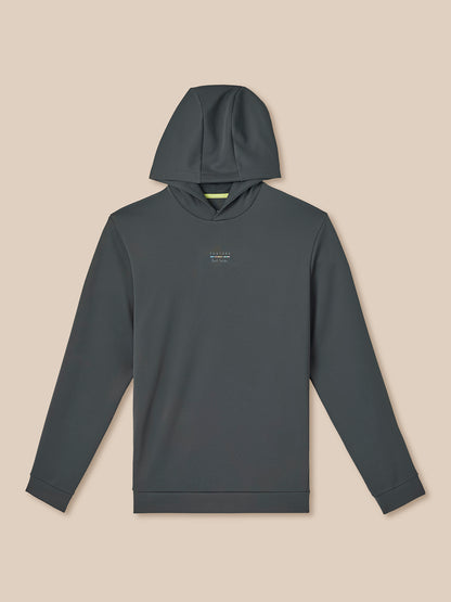 Dark gray hoodie on a beige background
