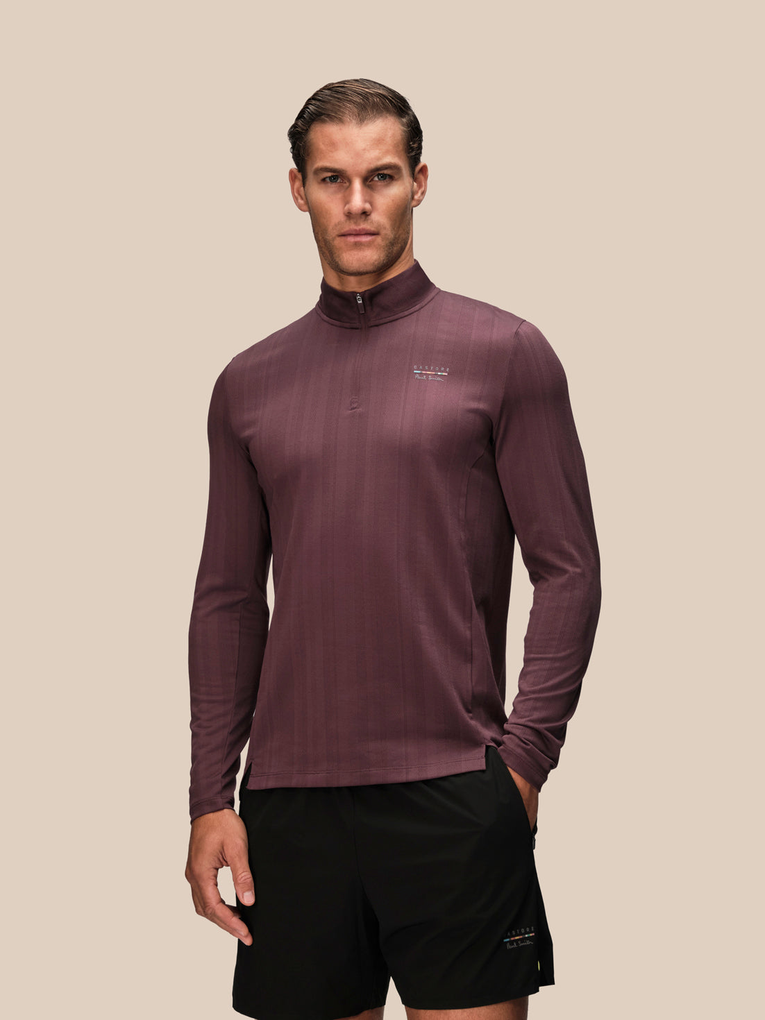 Men's Castore x Paul Smith Slim Fit Quarter Zip Top - Purple