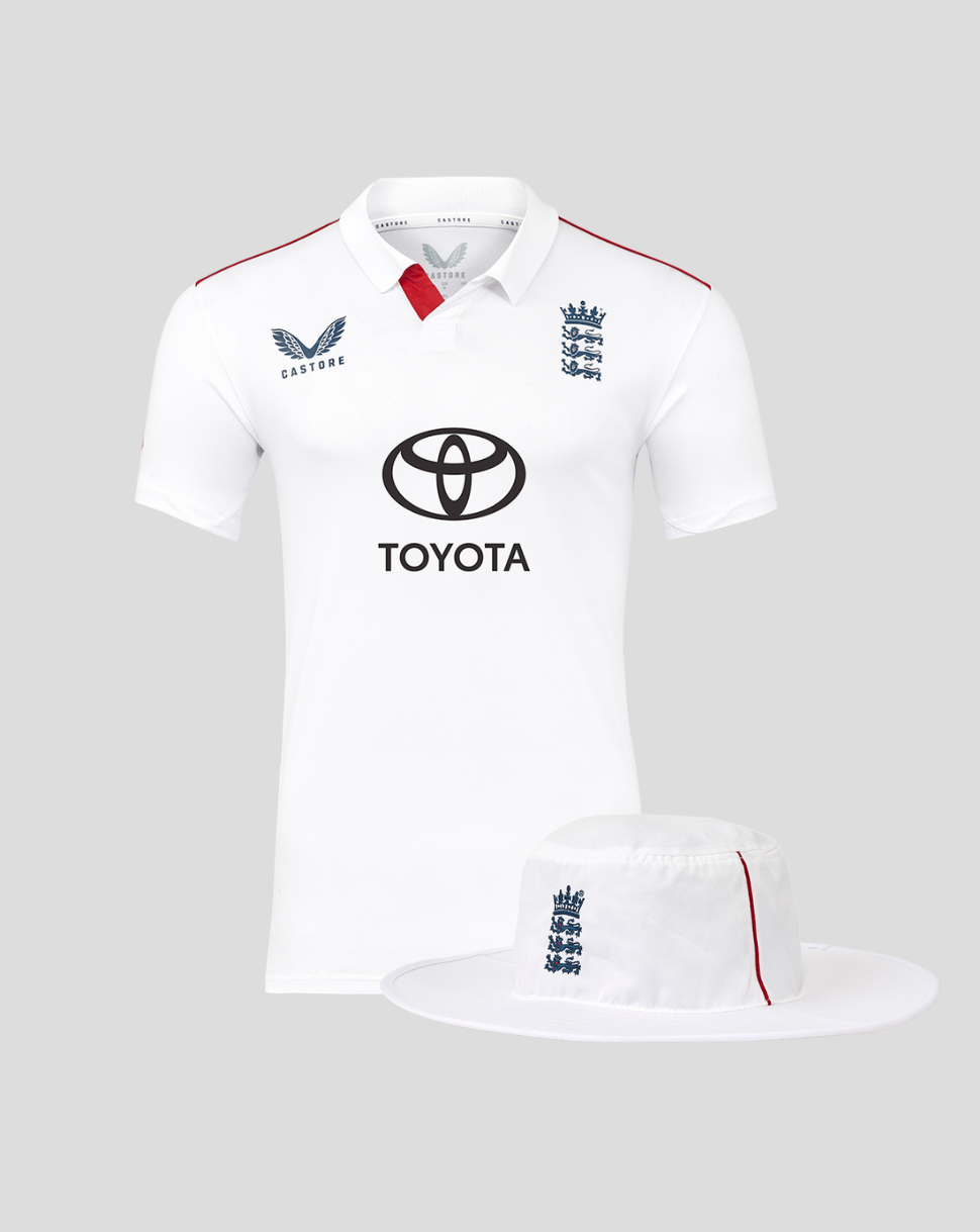 Junior England Cricket 25/26 Test Shirt + Wide Brim Hat