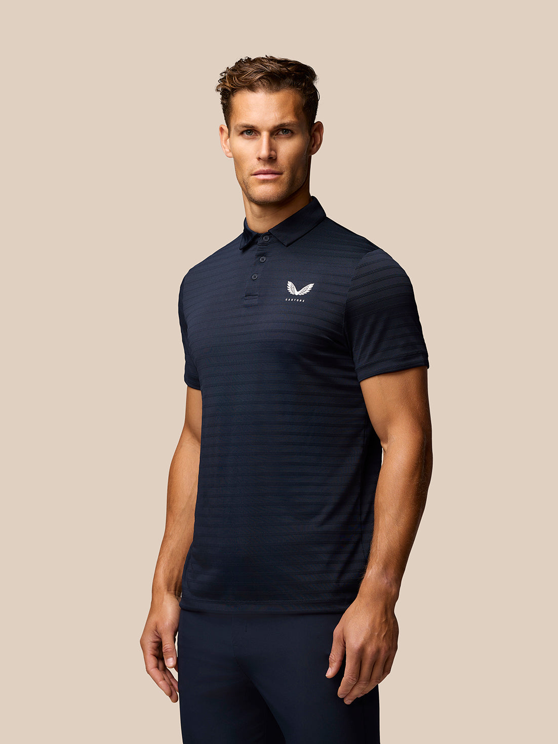 Golf Pinnacle Pique Stripe Polo - Navy - Navy/White