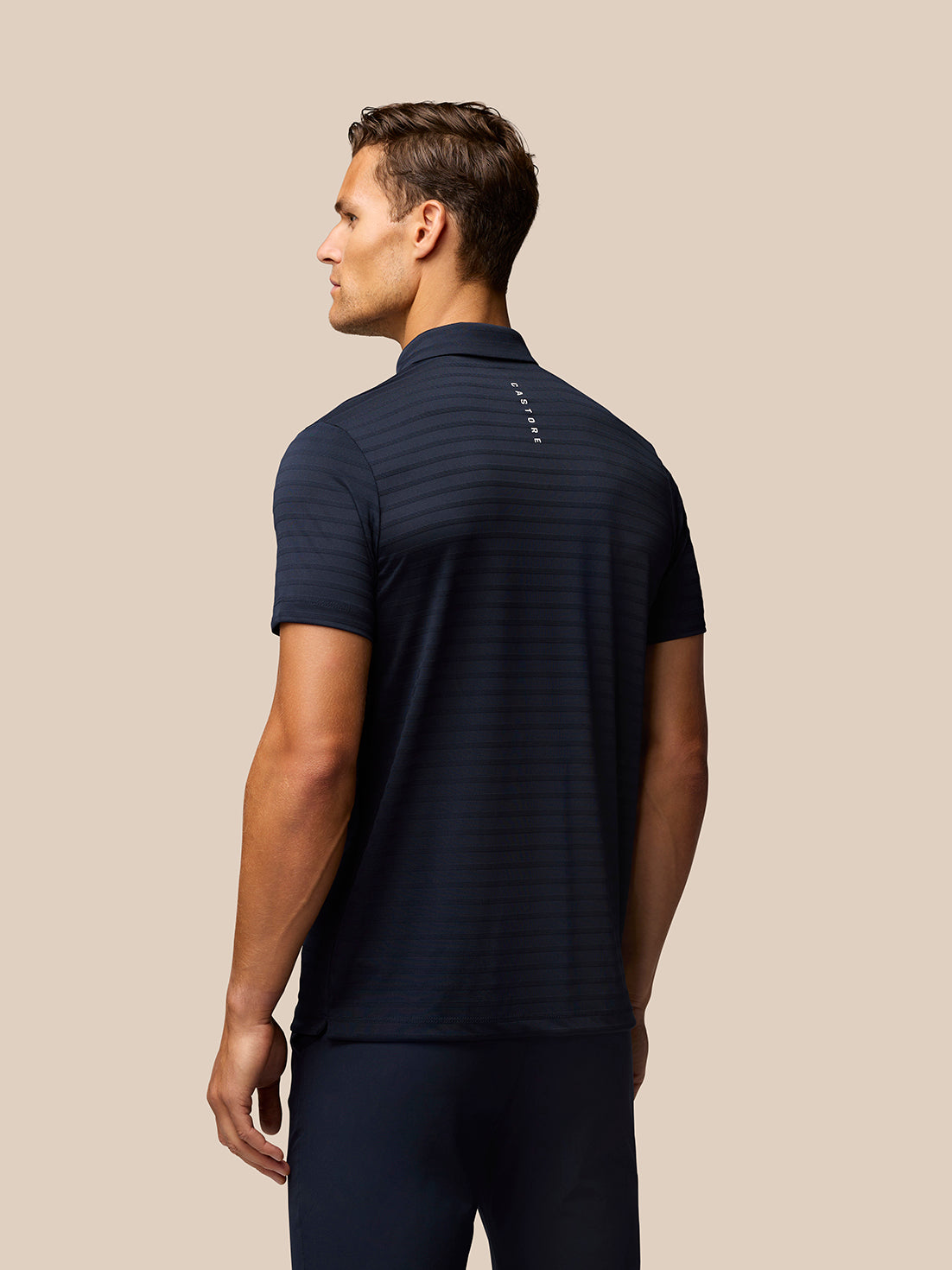 Golf Pinnacle Pique Stripe Polo - Navy - Navy/White