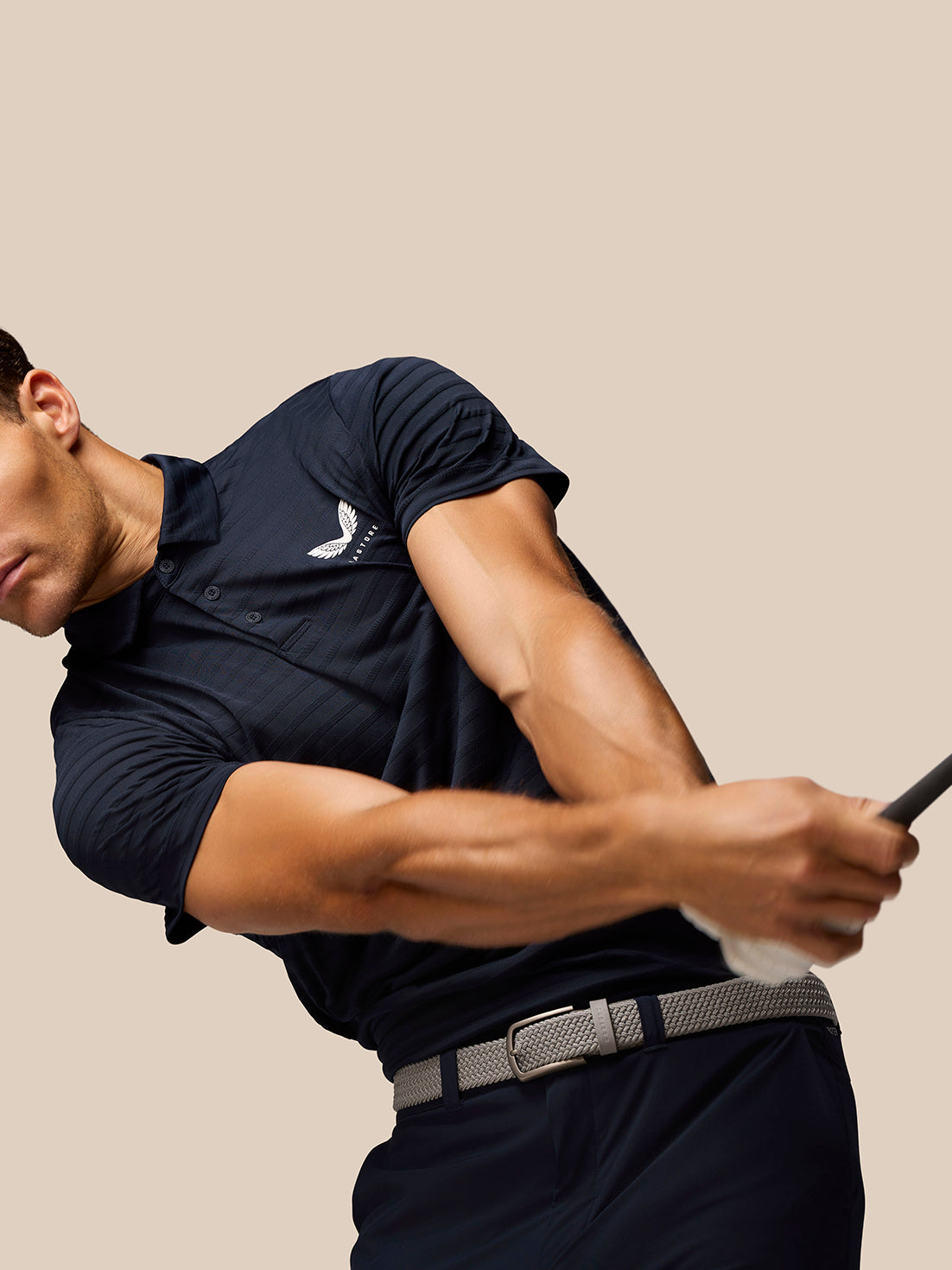 Golf Pinnacle Pique Stripe Polo - Navy - Navy/White