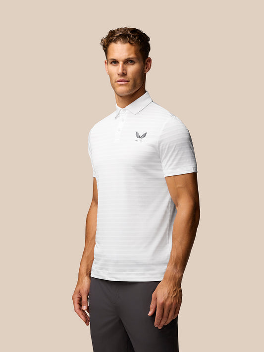 Men’s Golf Textured Pique Stripe Polo - White