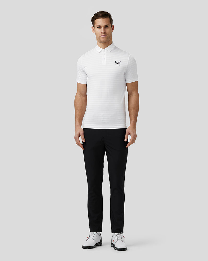 Men’s Golf Textured Pique Stripe Polo - White