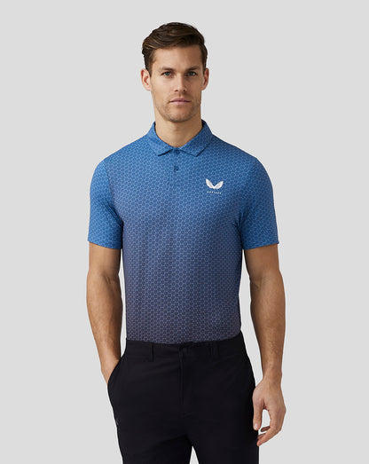 Mens Golf Print Polo - Blue