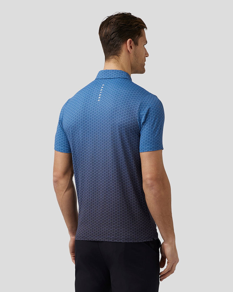 Mens Golf Print Polo - Blue