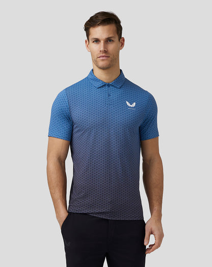 Mens Golf Print Polo - Blue