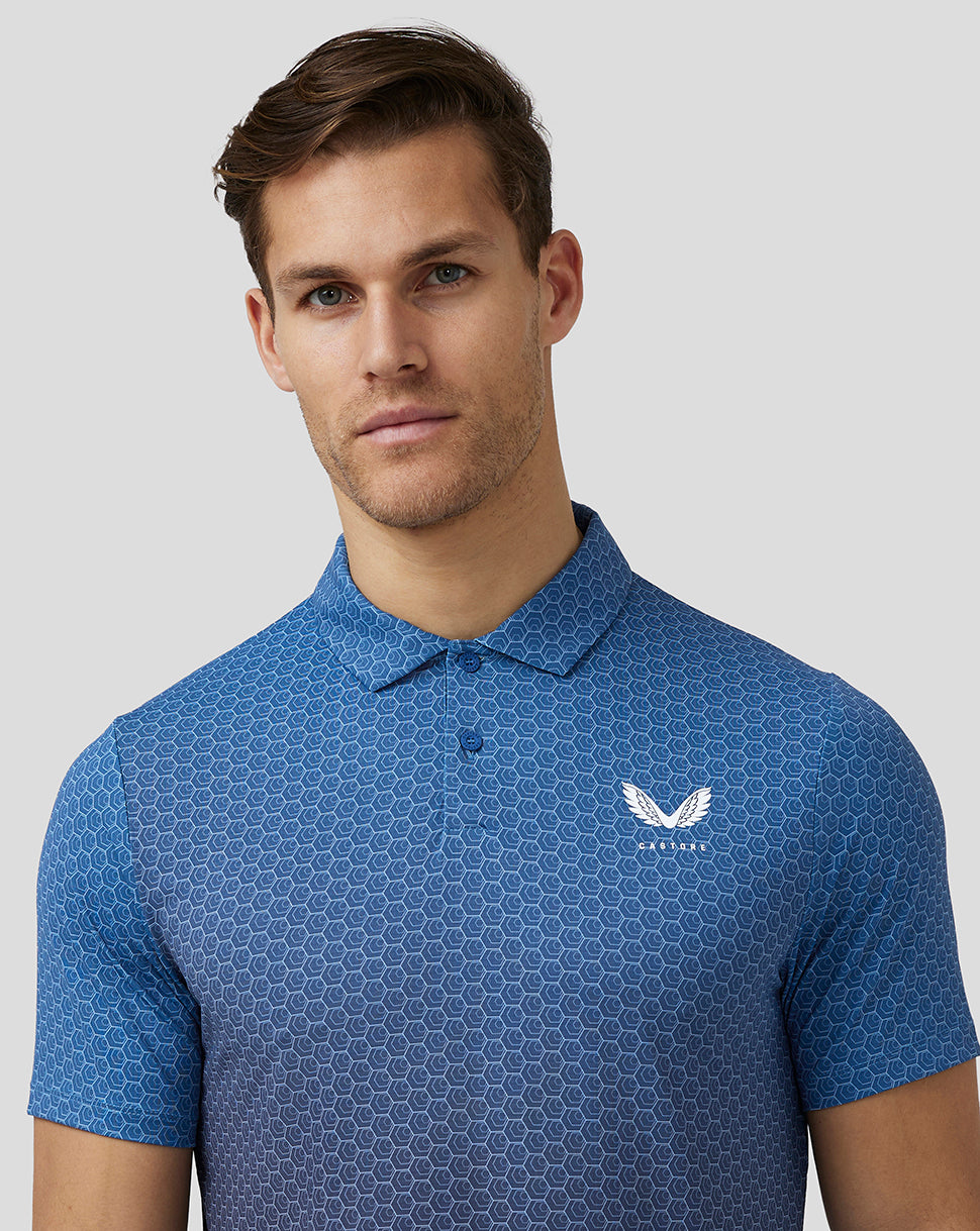 Mens Golf Print Polo - Blue