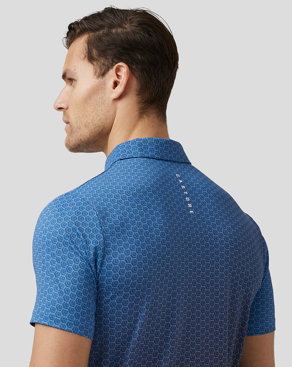 Mens Golf Print Polo - Blue