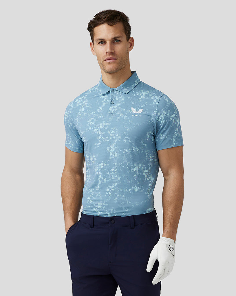 Men’s Golf Short Sleeve Printed Polo - Blue