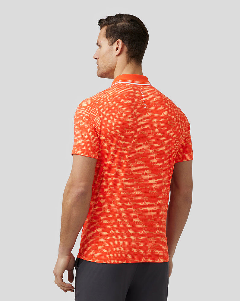 Men’s Golf Printed Tech Polo - Deep Orange