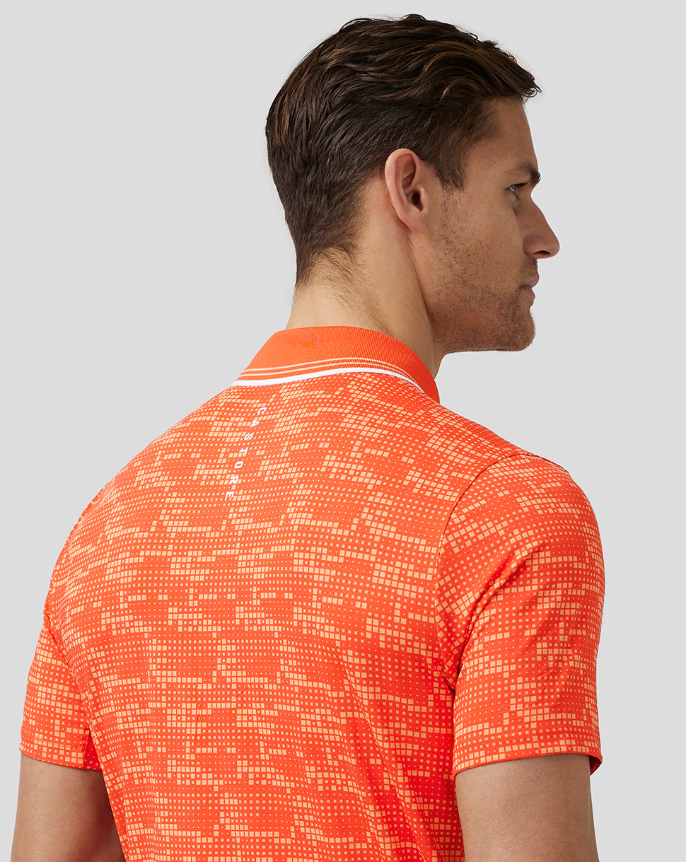 Men’s Golf Printed Tech Polo - Deep Orange
