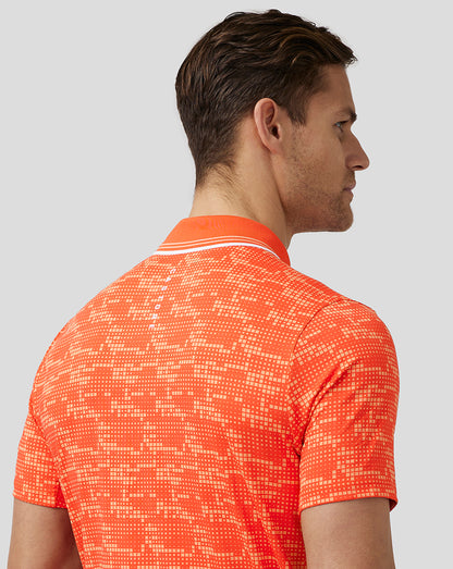Men’s Golf Printed Tech Polo - Deep Orange