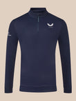 Front view of navy Majesticks quarter-zip top with stand collar and Castore logo on chest