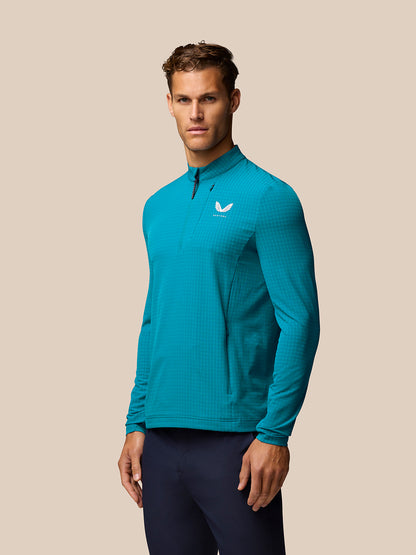 Men’s Golf Long Sleeve Flex Tech Half Zip Top – Dark Aqua