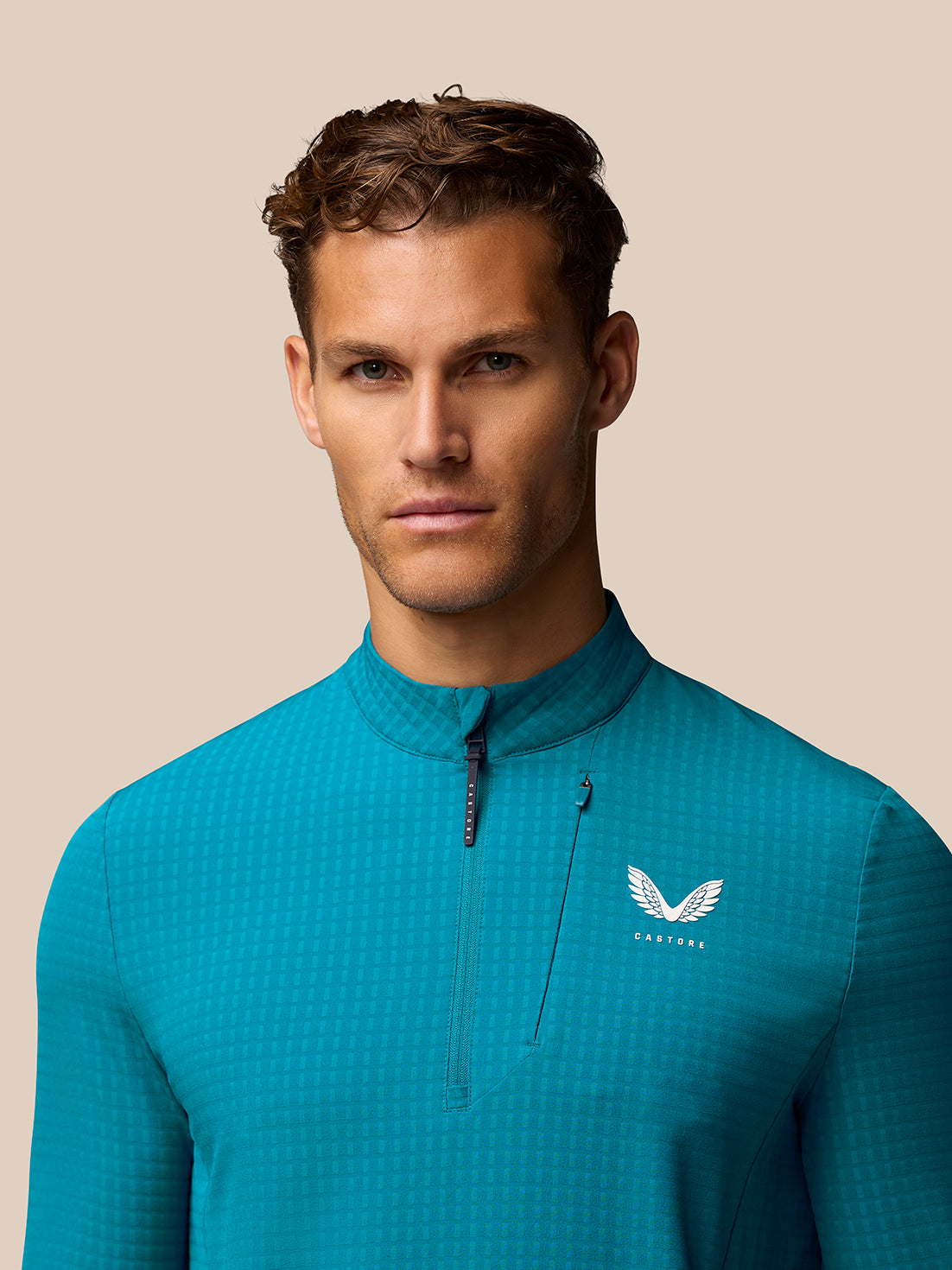 Men’s Golf Long Sleeve Flex Tech Half Zip Top – Dark Aqua