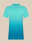 Majesticks golf polo in light aqua with an ombre wave print and a left chest logo