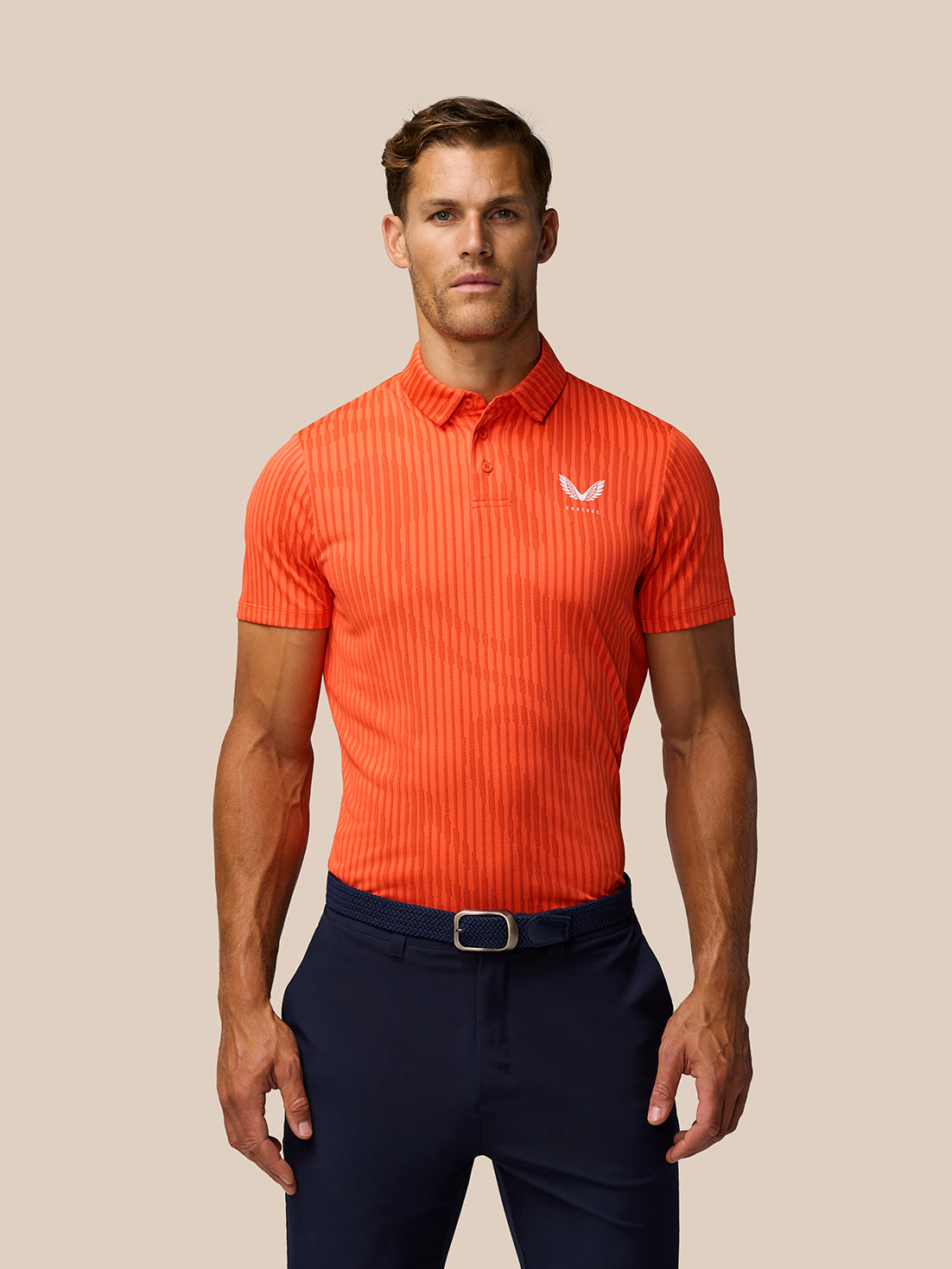 Golf Pinnacle Glow Polo - Bright Orange - Bright Orange/White