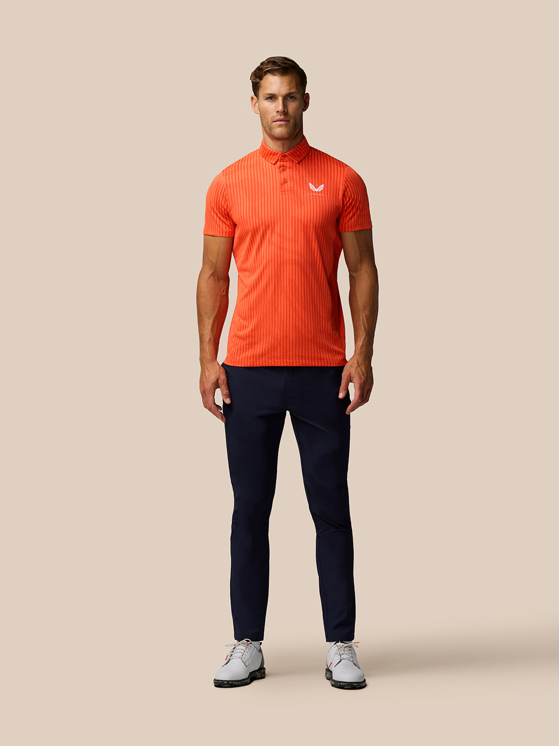 Golf Pinnacle Glow Polo - Bright Orange - Bright Orange/White
