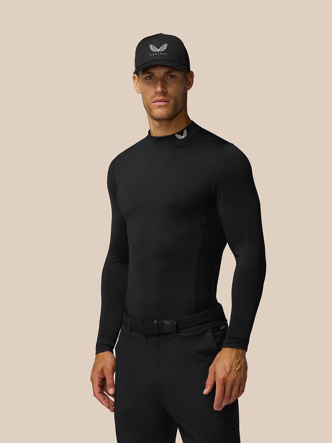 Golf Club Long Sleeve Thermal Mock Neck - Black/Alloy