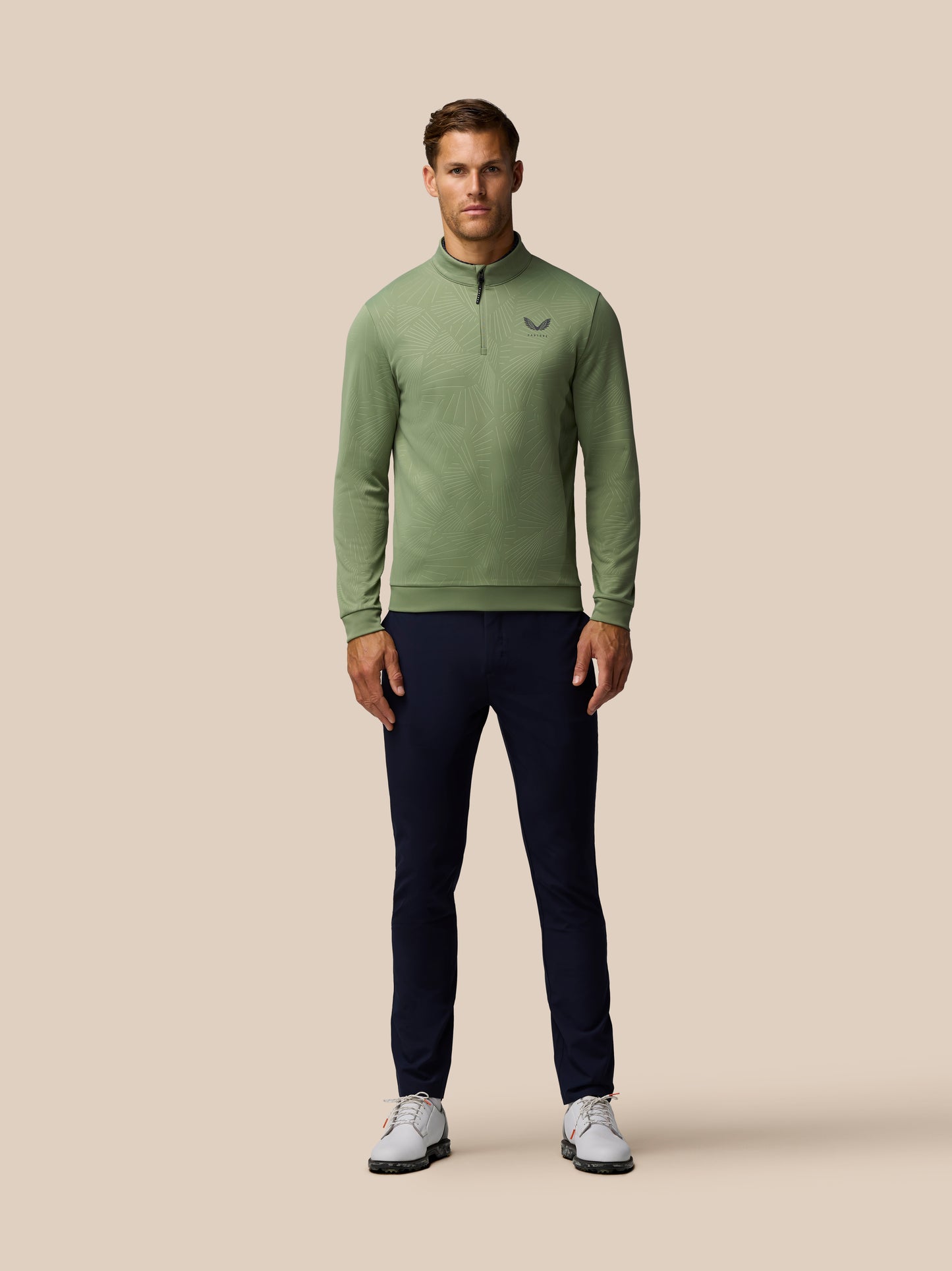 Golf Club Classic 1/4 Zip Debossed Top - Thyme