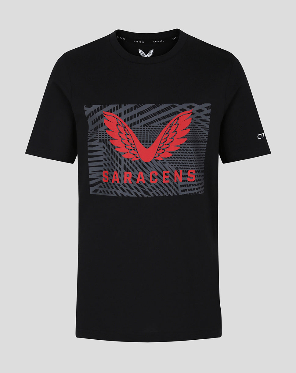 Saracens Men's Cotton Logo T-Shirt - Caviar - Caviar