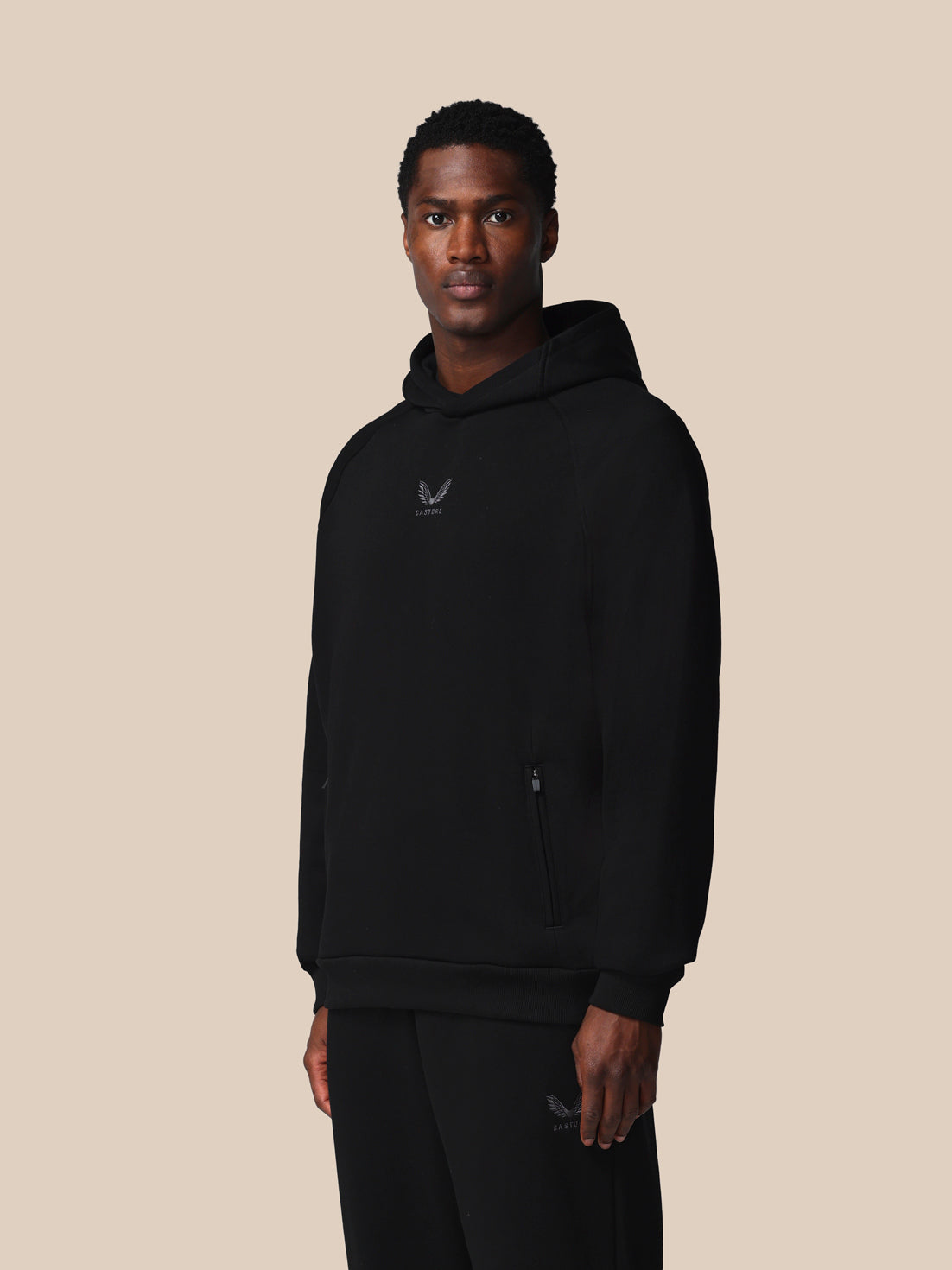 Herren Adapt Langarm Cotton Fleece Hoodie – Schwarz - Black
