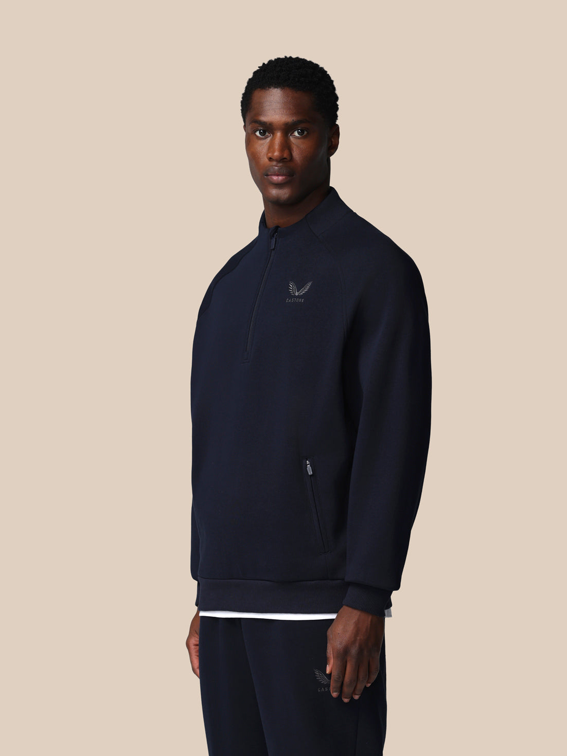 Herren Adapt Cotton Fleece 1/4-Zip-Sweatshirt – Marineblau - Navy